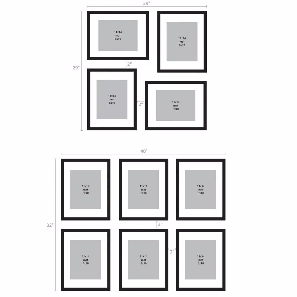 DesignOvation Gallery Rustic Brown Wood Picture Frame Set, 11x14 in. Matted to 8x10 in. (Set of 4)