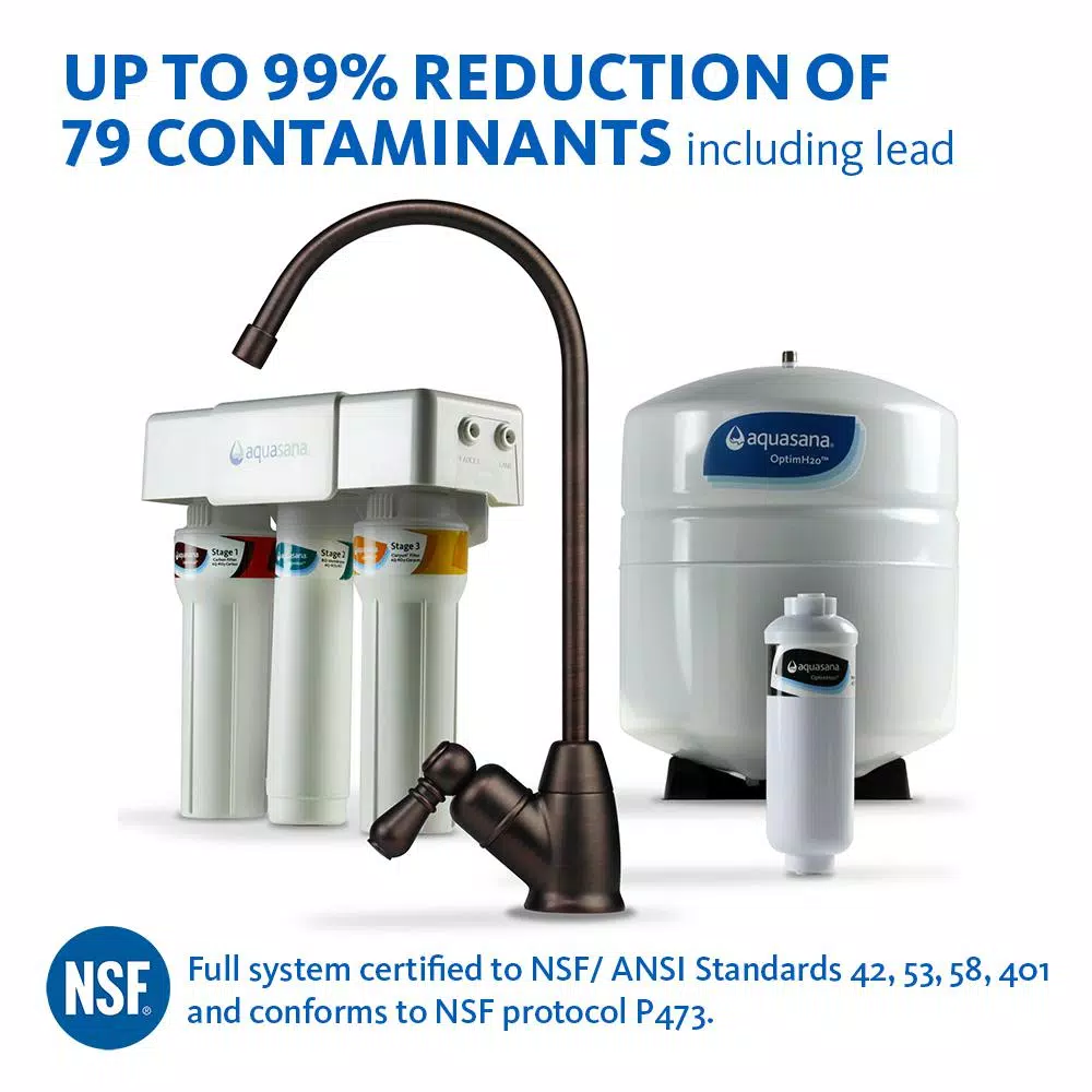 Aquasana OptimH2O Reverse Osmosis Claryum Under-Counter Water Filtration System with Chrome Faucet