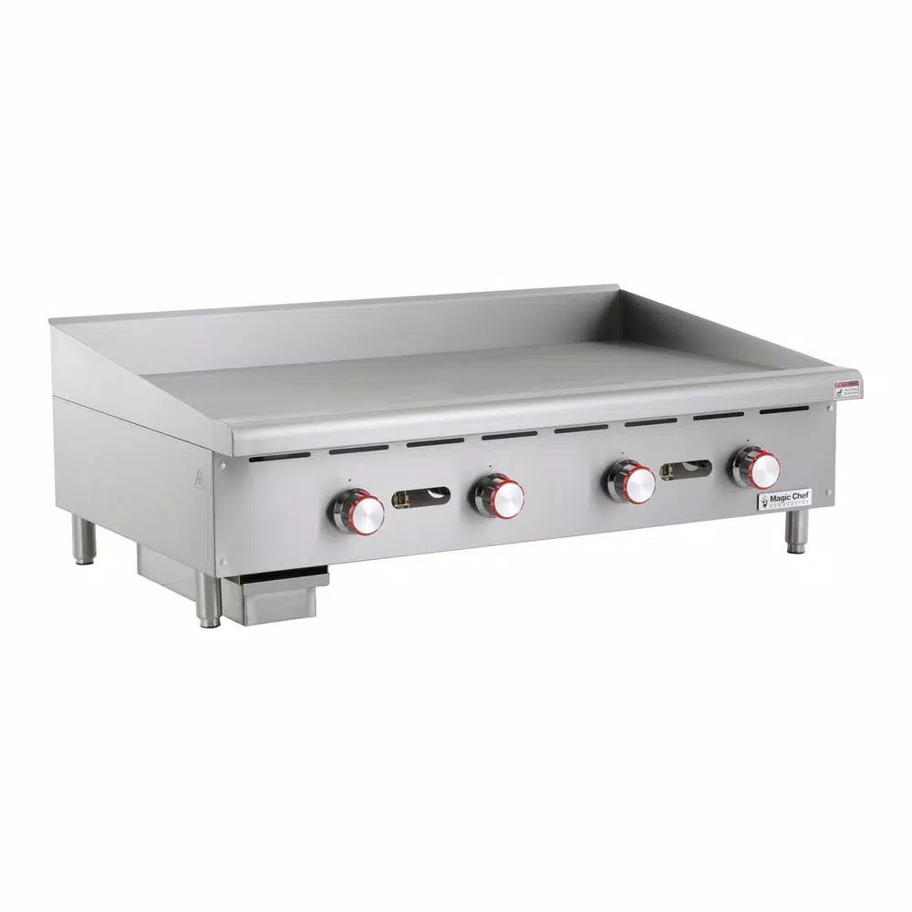 Magic Chef 48 in. Commercial Thermostatic Gas Countertop Griddle, Stainless Steel