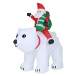 Luxen Home 6 ft. Santa and Polar Bear Inflatable Holiday Yard Decor with LED Lights thumbnail 4
