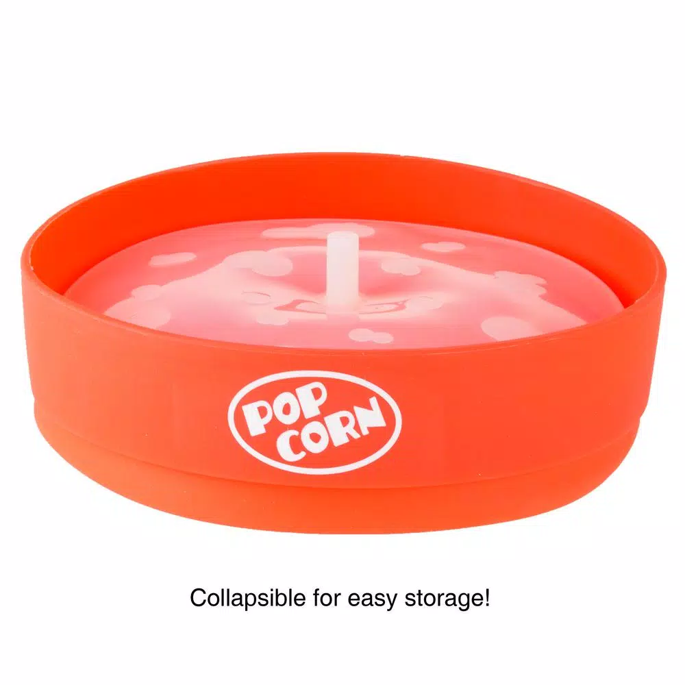 Chef Buddy Red Silicone Microwave Popcorn Popper Bowl, 80 oz Collapsible Design