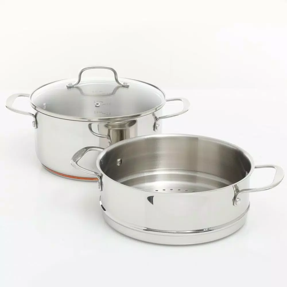 Oster Cuisine Kellerton 10-Piece Stainless Steel Cookware Set with Copper Accents