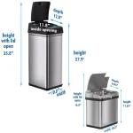 iTouchless Automatic Sensor Trash Can Combo Set, 13 Gal. & 2.5 Gal. Stainless Steel thumbnail 6