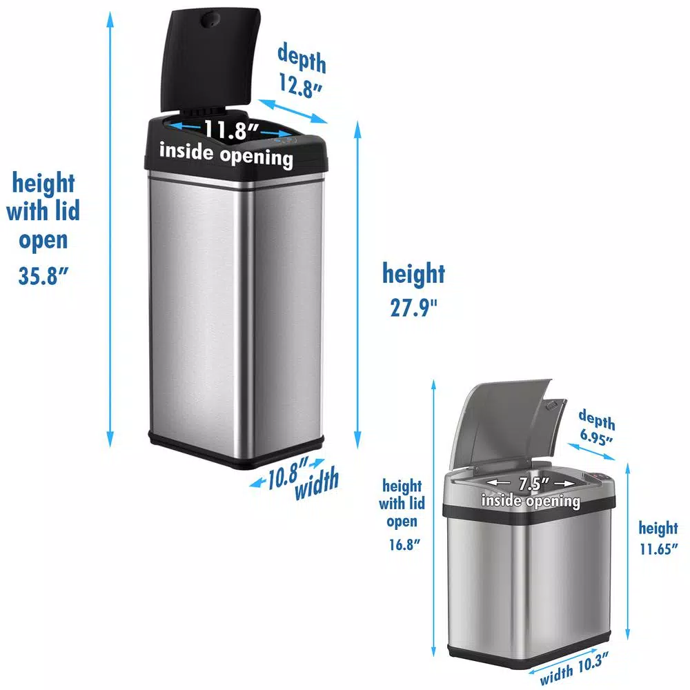 iTouchless Automatic Sensor Trash Can Combo Set, 13 Gal. & 2.5 Gal. Stainless Steel