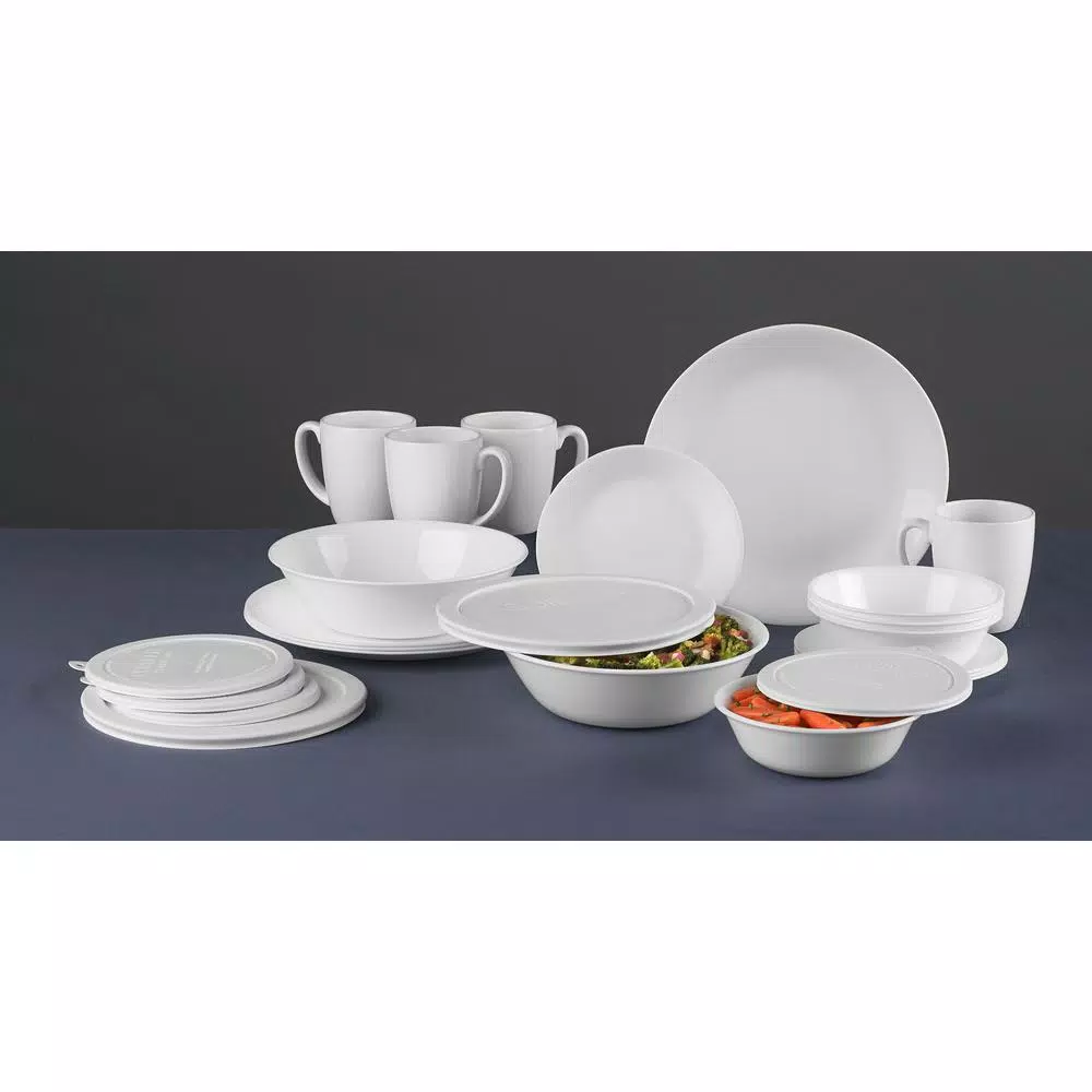 Corelle Livingware 24-Piece White Glass Dinnerware Set, Service for 4