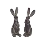 Unbranded 11.5 in. Resin Rabbit Figurine Set of 2 - Aged Bronze Finish thumbnail 2