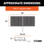 CURT 60" x 24" Black Steel Basket Cargo Carrier, 2" Fixed Shank, 500 lb. Capacity thumbnail 3