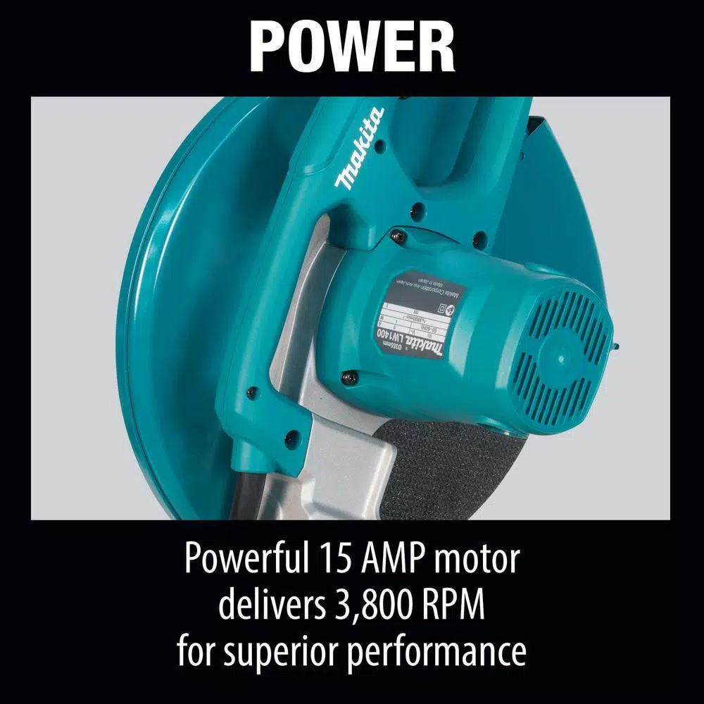 Makita 14 in. Cut-Off Saw, 15 Amp, 3800 rpm, LW1401 Metal Cutting Chop Saw