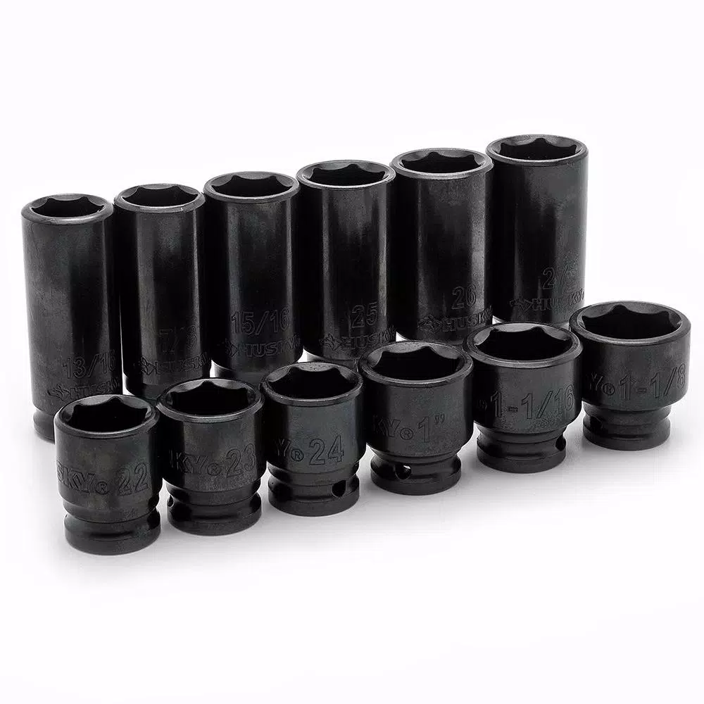 Husky 64-Piece 1/2 in. Drive SAE and Metric Impact Socket Set