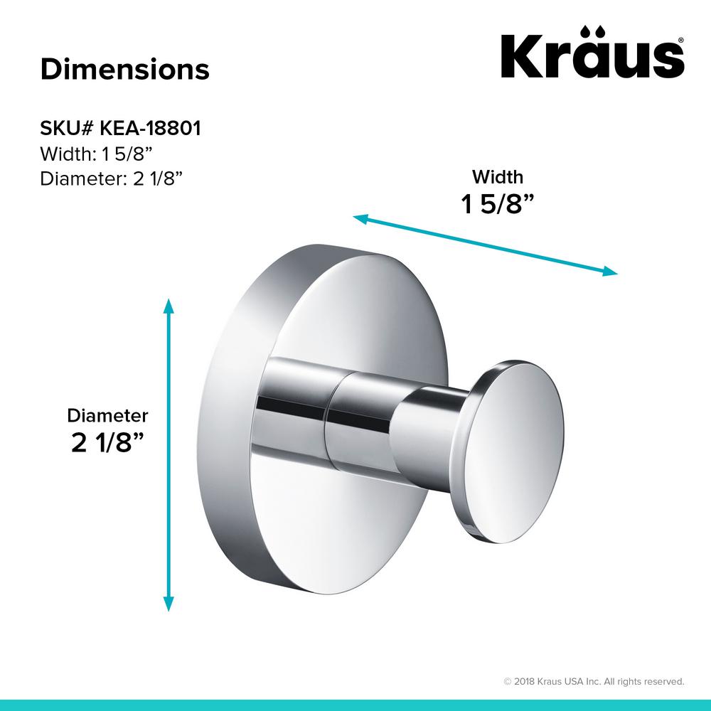 KRAUS Elie Chrome Bathroom Robe and Towel Hook