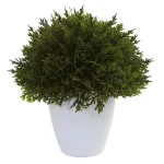 Nearly Natural Mixed Cedar Topiary Collection, Set of 3 with Ceramic Planters thumbnail 2