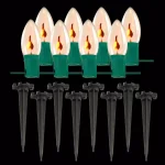 LUMABASE Electric Orange Halloween Pathway Lights with 8 Flickering Flame Effect Bulbs thumbnail 1
