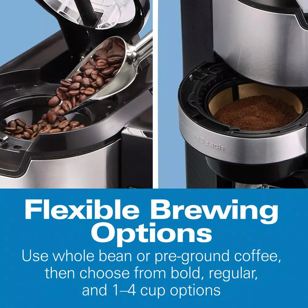 Hamilton Beach 12-Cup Programmable Grind and Brew Coffee Maker, Black