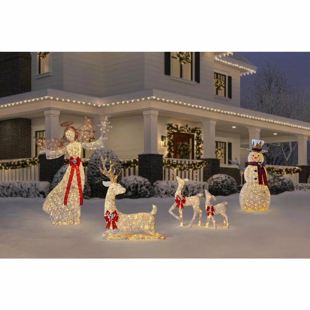 Home Accents Holiday 3.5 ft Polar Wishes White LED Lying Deer Yard Decoration