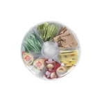 Mind Reader Clear Acrylic 6-Compartment Tea Bag Organizer with Lid, Round Pantry Storage Container thumbnail 3