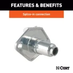 CURT 6-Way Round Vehicle-Side Connector Socket, Diecast Metal thumbnail 2