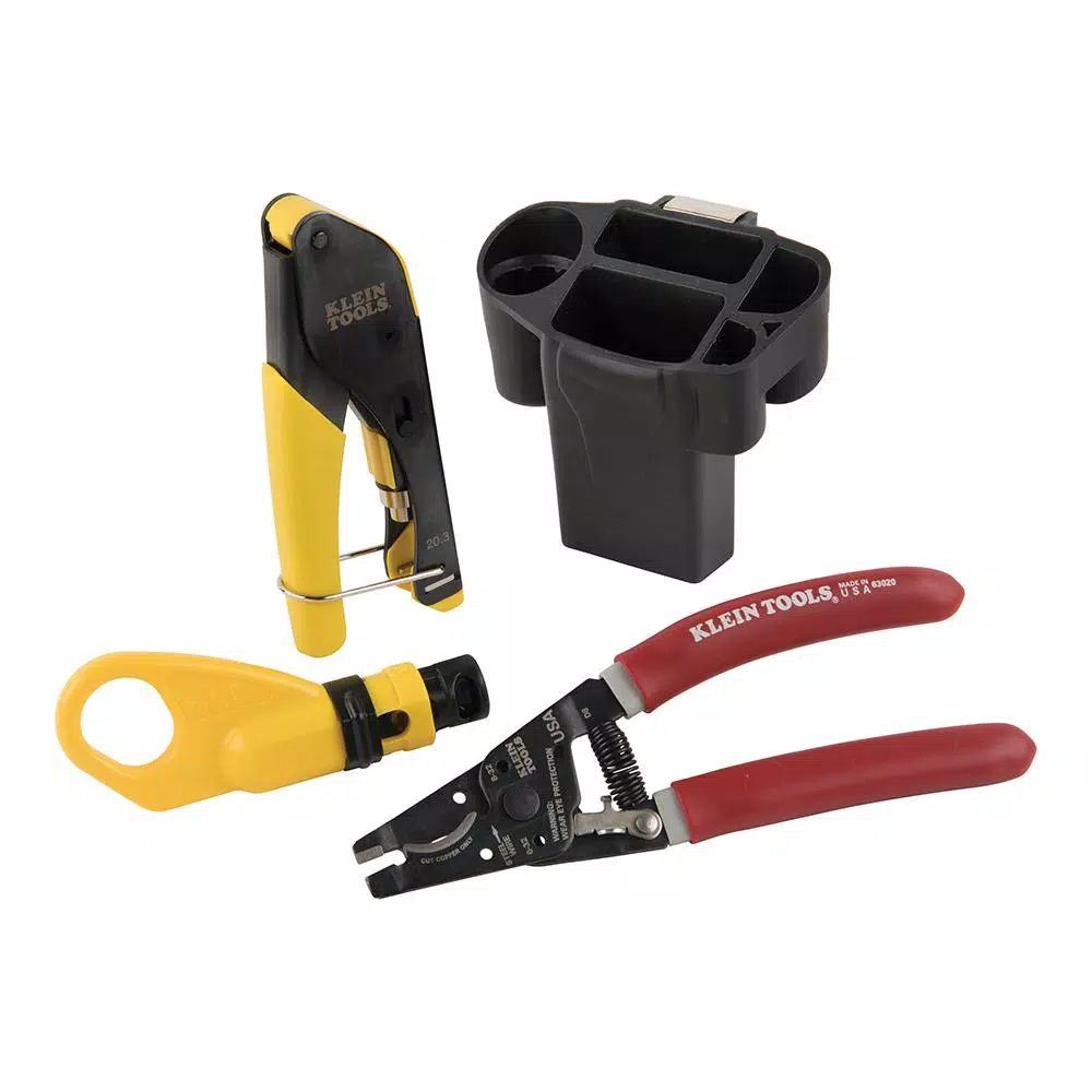 Klein Tools Coaxial Installation Tool Set with Molded Hip Pouch for RG56, RG59, RG6, RG6Q Cables