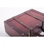 Vintiquewise Antique Style Small Wooden Suitcase Decorative Box with Leather Straps and Cherry Finish thumbnail 3