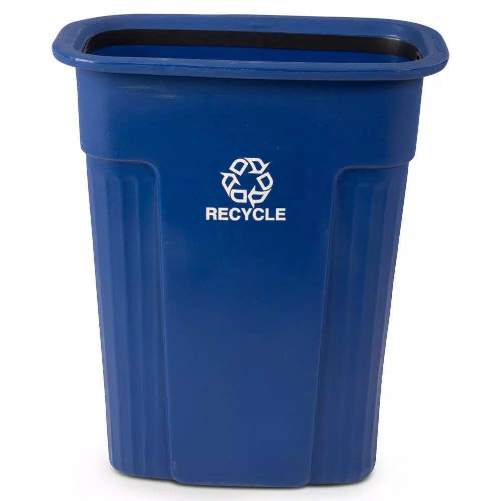 Toter Slimline 23 Gallon Blue Rectangular Recycling Bin with Recycle Symbol