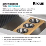 Kraus 16.75 in. Bamboo Workstation Kitchen Sink Serving Board Set with 3 Stainless Steel Prep Bowls thumbnail 8