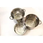 ExcelSteel 12 Qt. Professional 18/10 Stainless Steel 4-Piece Multi-Cooker Set with Lid thumbnail 5