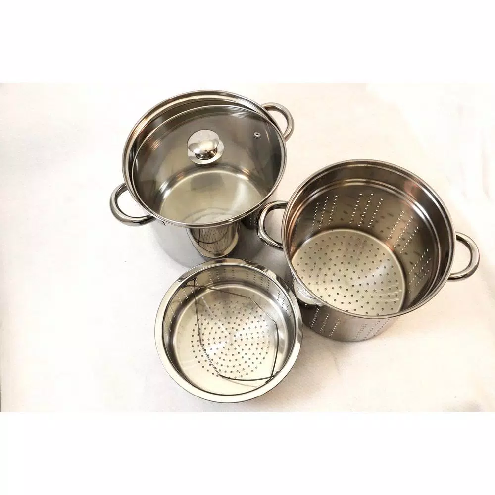 ExcelSteel 12 Qt. Professional 18/10 Stainless Steel 4-Piece Multi-Cooker Set with Lid