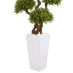 Nearly Natural 55 in. Four Ball Boxwood Artificial Topiary Tree in Tall White Planter thumbnail 3