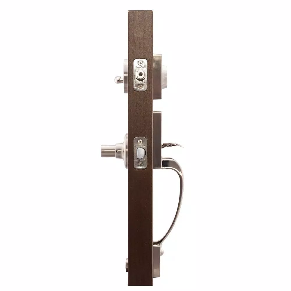 Copper Creek Craftsman Satin Stainless Steel Front Door Handleset with Contemporary Zane Lever Trim