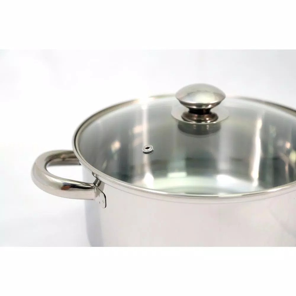 ExcelSteel 7-Piece Stainless Steel Cookware Set with Tempered Glass Lids - Induction Ready
