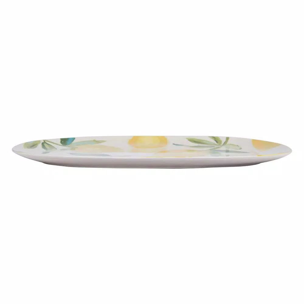 3R Studios Black and White Gingham Patterned Stoneware Oval Serving Platter