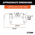 CURT E16 5th Wheel Hitch, 16,000 lbs. Capacity, Dual-Axis Pivot thumbnail 8