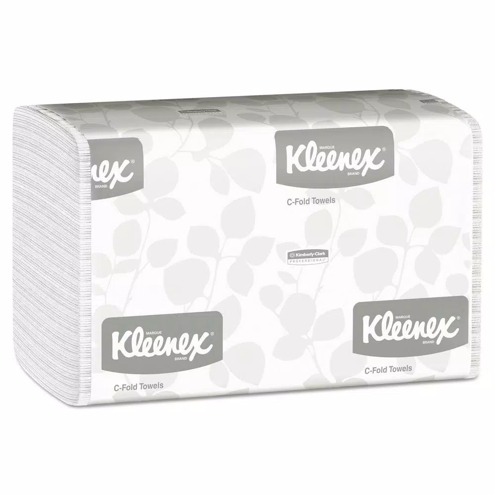 Kleenex C-Fold White Paper Towels, 1-Ply, 150 Sheets per Pack, 16 Packs per Carton