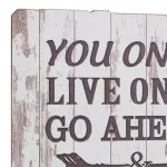 Stonebriar Collection Weathered White Wood "Live Your Adventure" Wall Art - 15.5 in. Square Rustic Wood Sign thumbnail 2