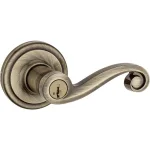 Kwikset Lido Antique Brass Keyed Entry Door Lever with SmartKey Security thumbnail 1