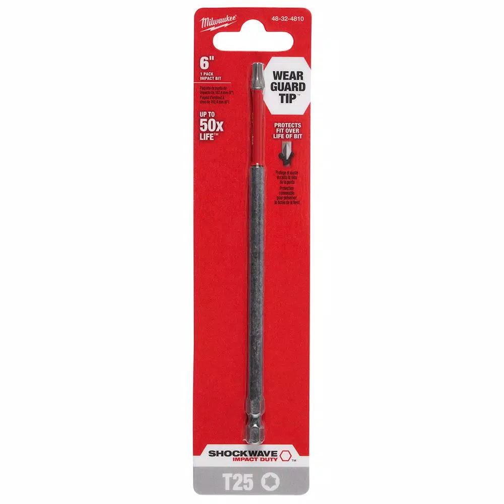Milwaukee SHOCKWAVE T25 Torx 6 in. Impact Rated Steel Screwdriver Bit