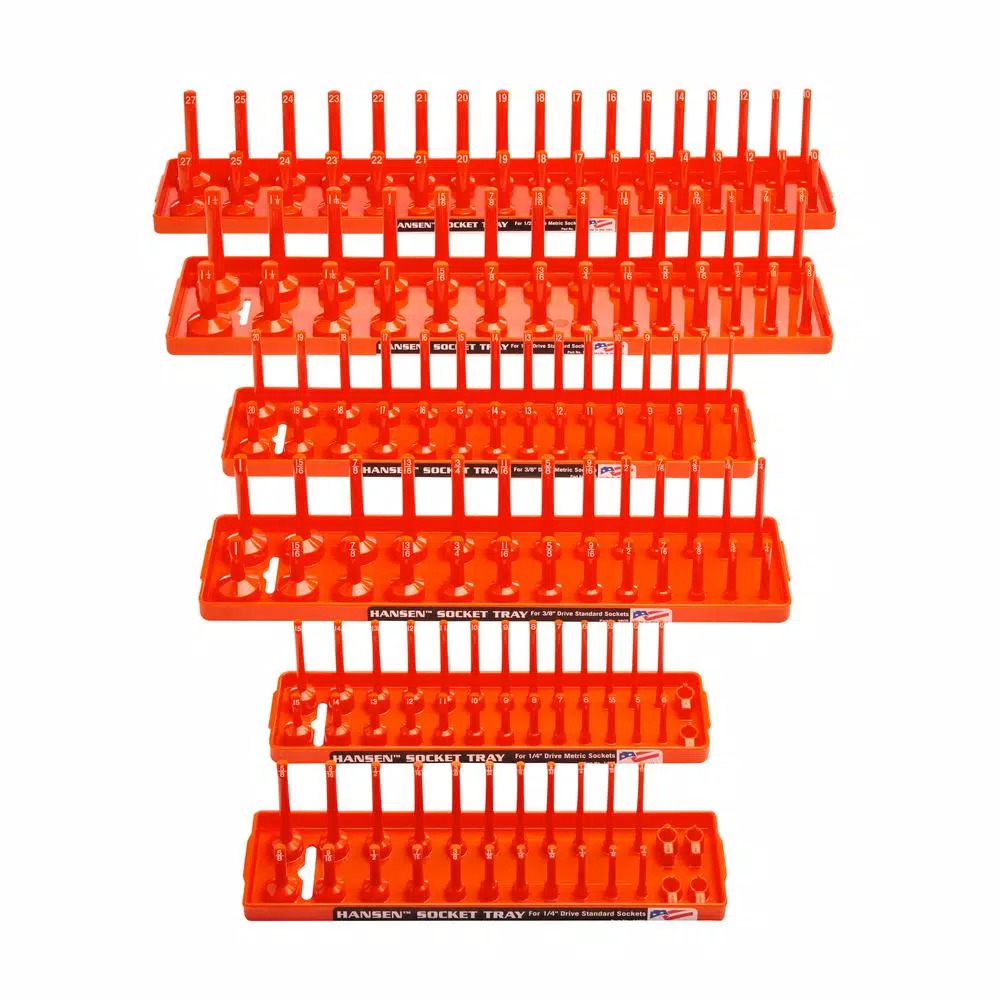 Hansen Global Inc. Orange Socket Tray 6-Pack Assortment for 1/2 in., 3/8 in., and 1/4 in. Drives