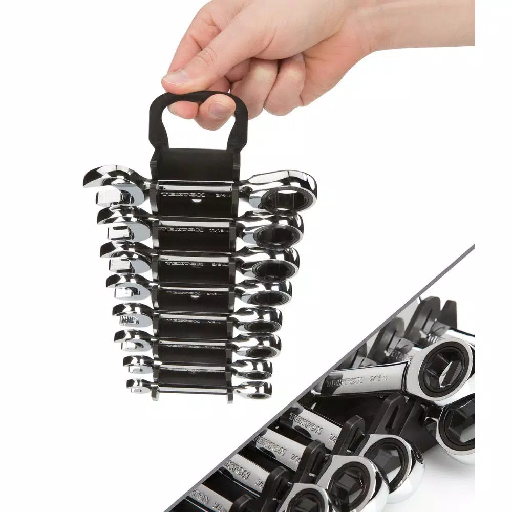 TEKTON 8-Piece Stubby Ratcheting Combination Wrench Set, 5/16 in. to 3/4 in.