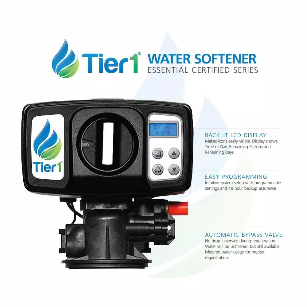 Tier1 Essential Series 48,000 Grain High Efficiency Digital Water Softener - Black