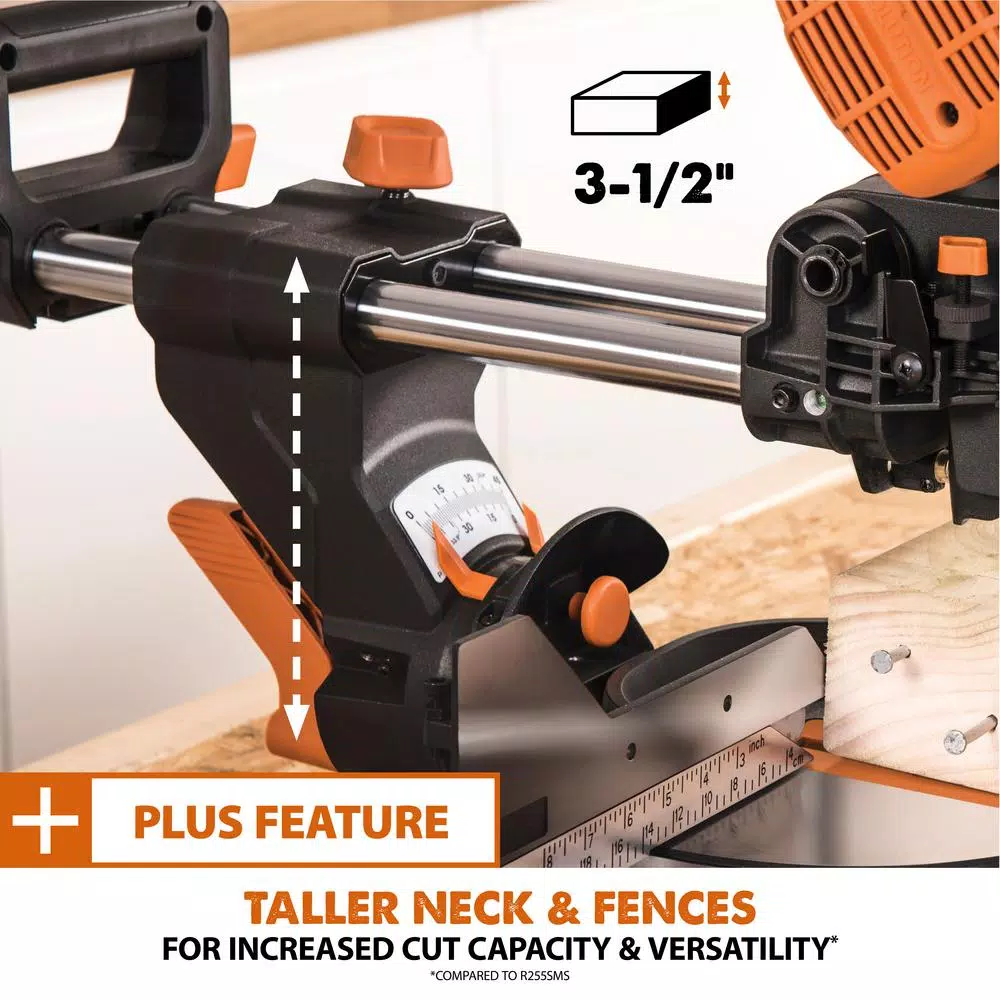 Evolution Power Tools Evolution R255SMSDB+ 10 in. 15 Amp Dual Bevel Sliding Miter Saw with Laser Guide