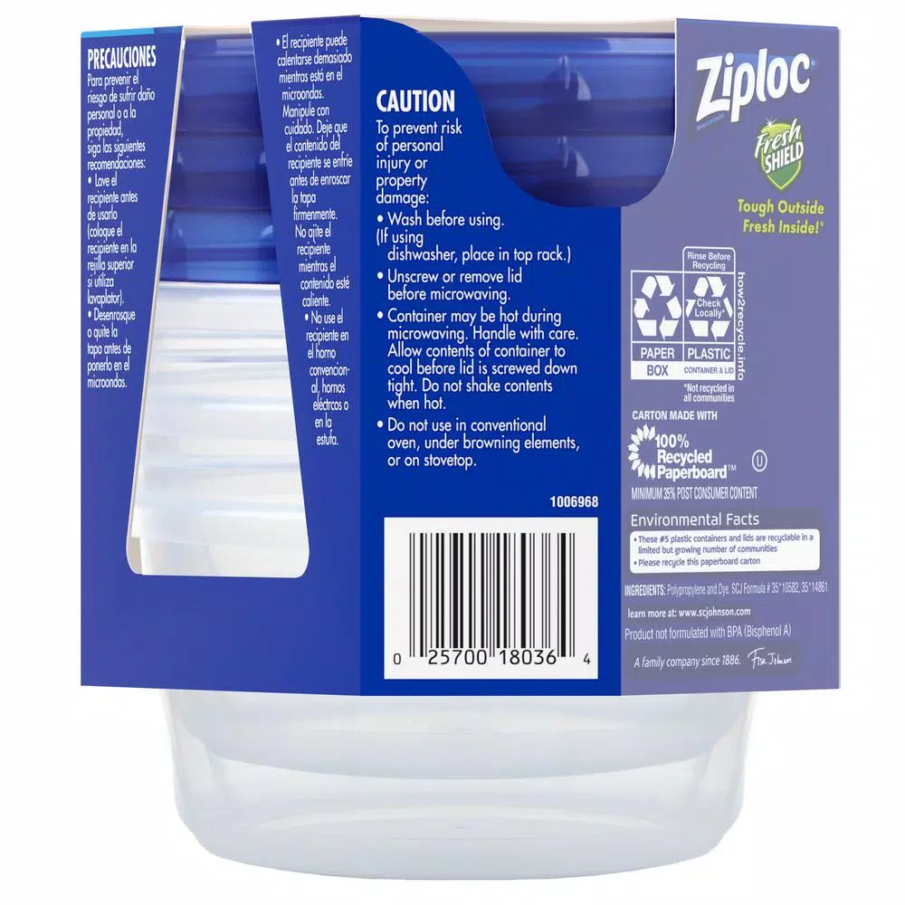 Ziploc Twist 'n Loc 16 oz. Round Plastic Food Storage Containers with Lids, 6 Pack