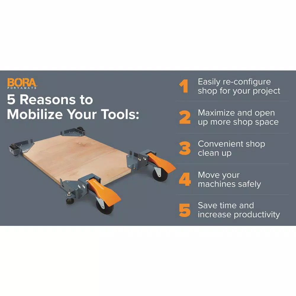 BORA PM-1100 Steel Universal Mobile Base Kit for Stationary Power Tools