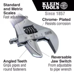Klein Tools 10 in. Reversible Jaw 2-in-1 Adjustable and Pipe Wrench thumbnail 2
