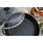 Chasseur 11 in. Enameled Cast Iron Frying Pan with Glass Lid, Red thumbnail 4