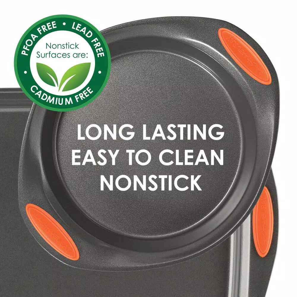 Rachael Ray Oven Lovin' 5-Piece Nonstick Aluminum Bakeware Set, Gray and Orange