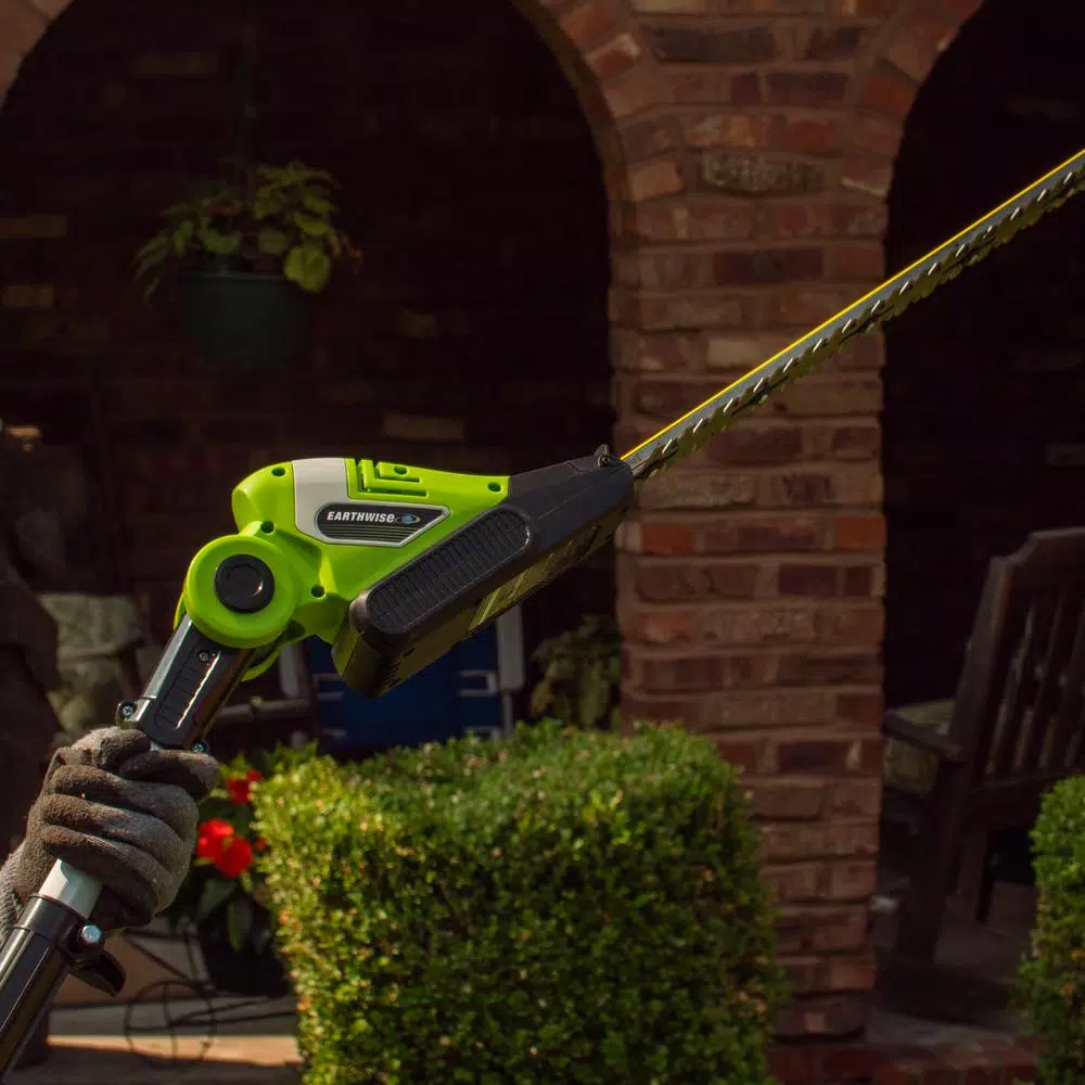 Earthwise 20V Cordless Pole Hedge Trimmer, 20 in. Blade, 2 Ah Battery and Charger Included