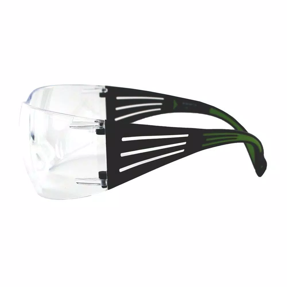 3M SecureFit 400 Series Safety Glasses - Black/Neon Green with Clear Anti-Fog Lenses