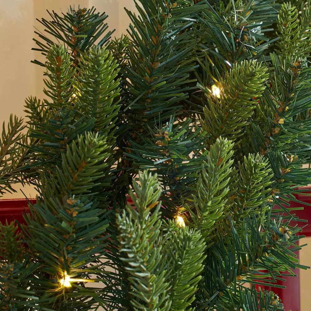 Home Accents Holiday 30 in. Mayfield Pre-Lit LED Artificial Balsam Fir Christmas Wreath with 35 Warm White Micro Dot Lights