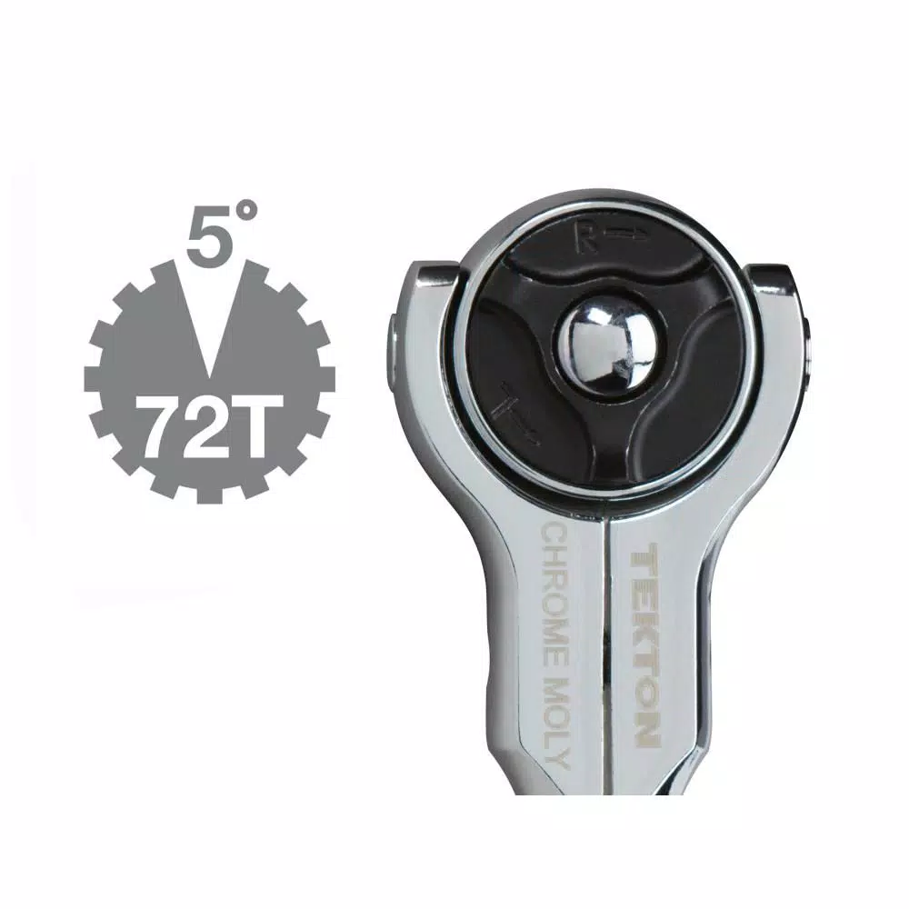 TEKTON 3/8 in. Drive 9 in. Swivel Head Ratchet, 72-Tooth