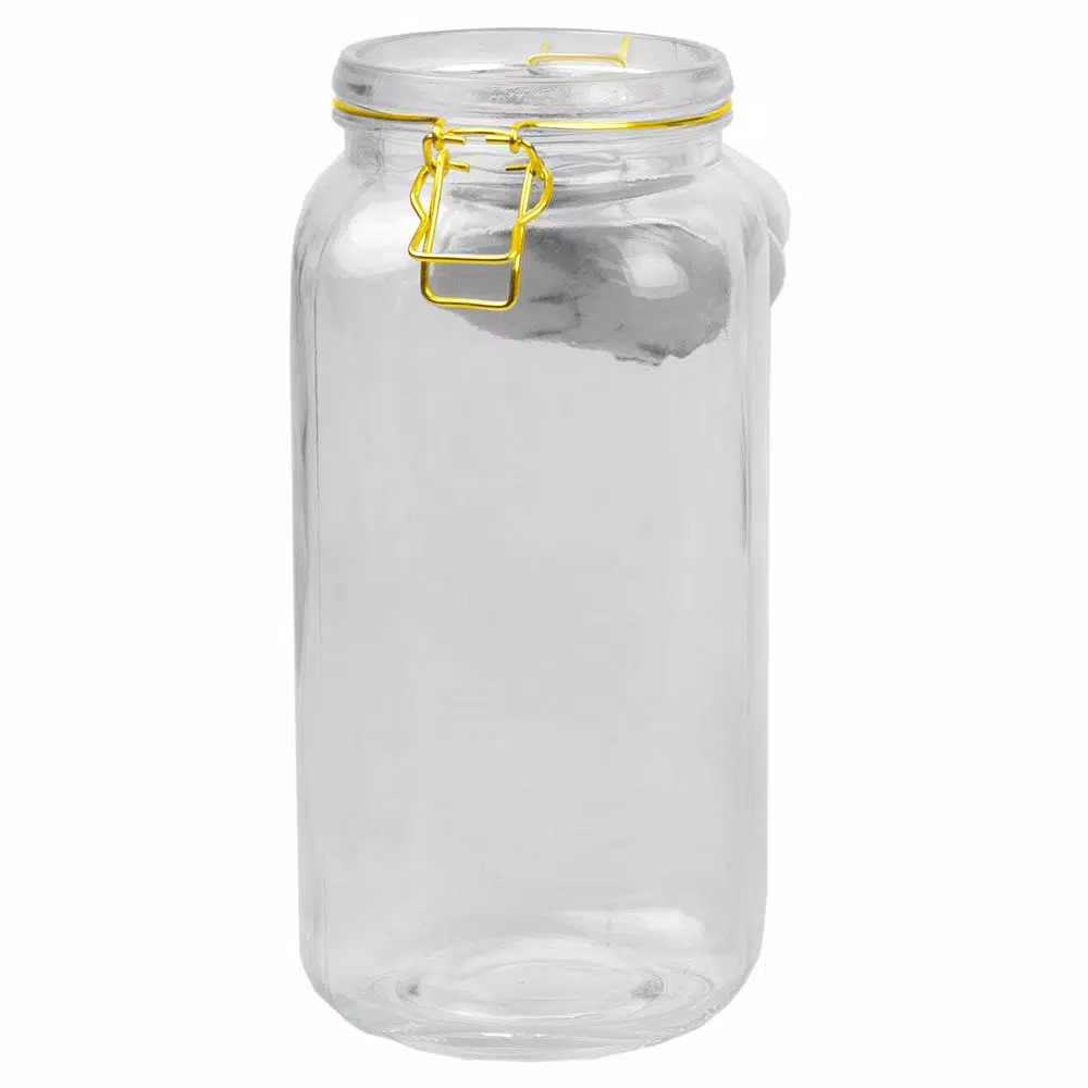 Home Basics 67 oz. Glass Canister with Marble Printed Ceramic Top and Metal Bail Lid
