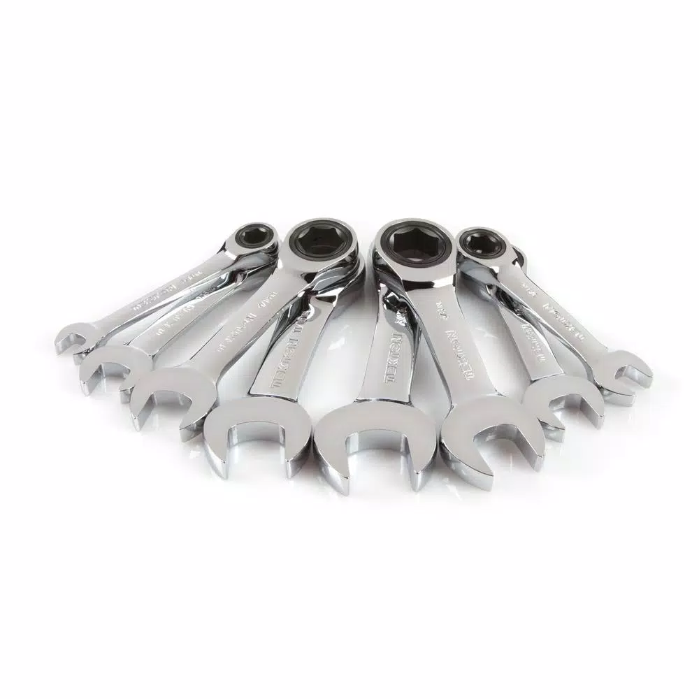 TEKTON 8-Piece Stubby Ratcheting Combination Wrench Set, 5/16 in. to 3/4 in.